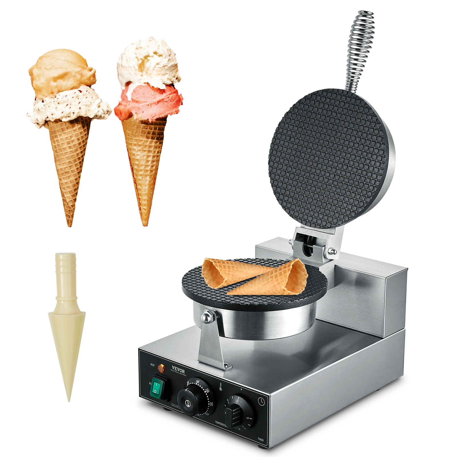 Waffle Cone Maker - SucceBuy elektrische ijskegelmaker Commerciële roestvrijstalen loempiavorm
